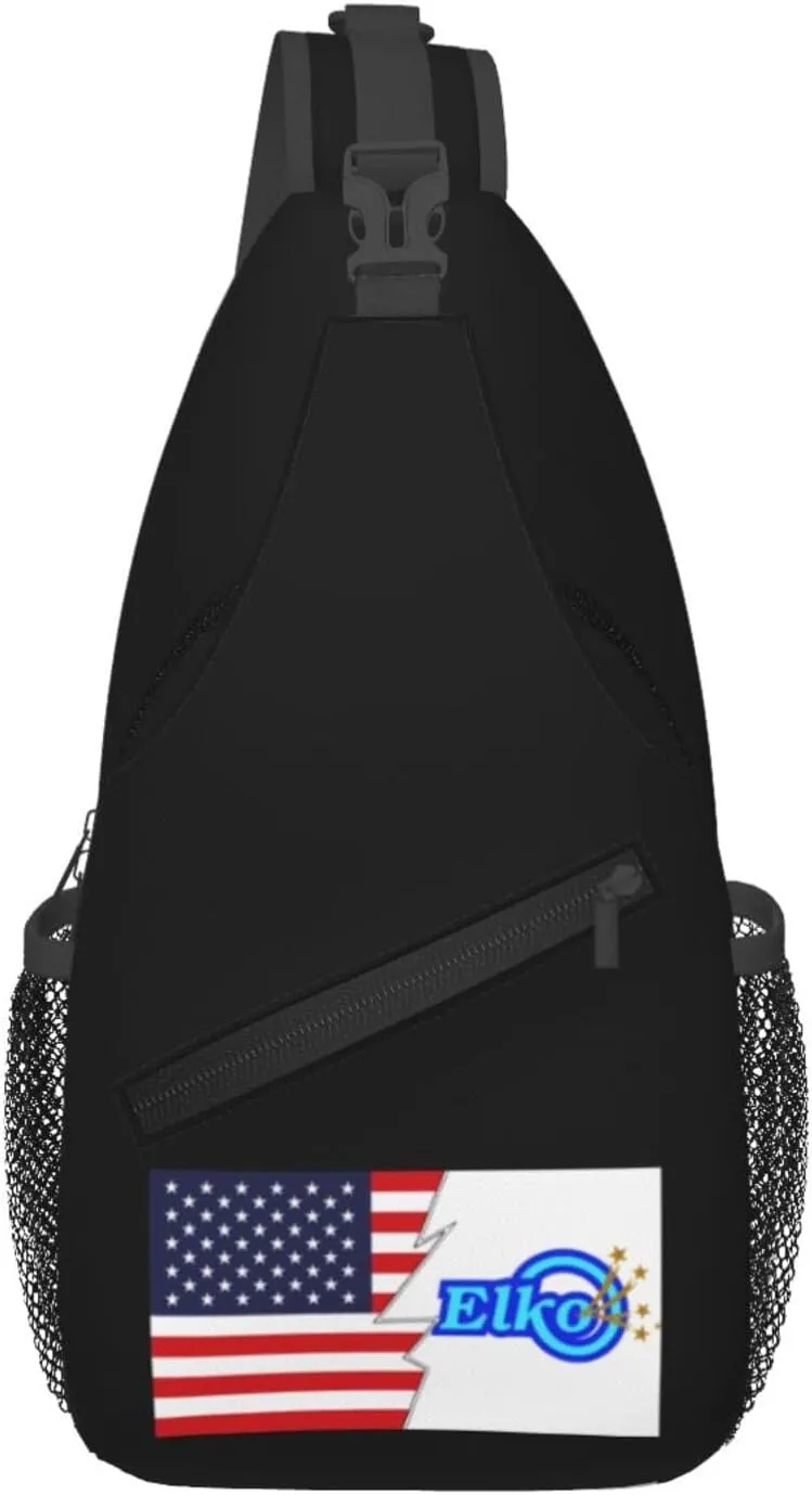 Flag Of Elko, Nevada And America Crossbody Bags For Women Men Chest Backpack Gym Shoulder Bag Travel Outdoor Sports Casual Crossbody Bags