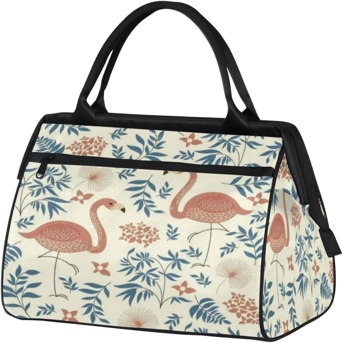 Flamingo Floral Petal Patterned Travel Duffel Bag Sports Travel Duffel Bag Waterproof Durable Large Gym Tote Bag Weekender Overnight Bag for Women Travel Gym Yoga