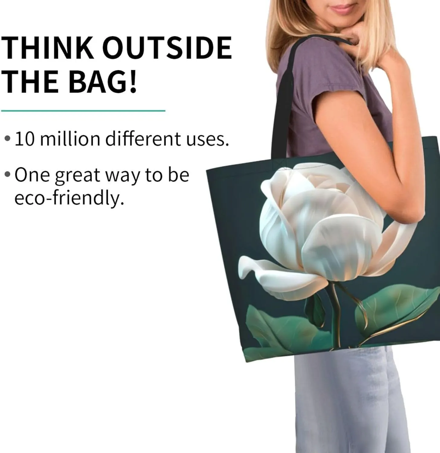 Flower Print Shoulder Bag For Women Shopping Bags Tote Bag Large Storage Handbag Grocery Bags For Travel Work