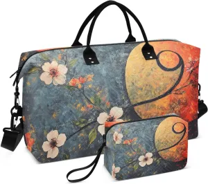 Flower Red Moon Duffel Bag for Travel Gym Sport, Weekender Travel Bags Carry on Overnight Bag