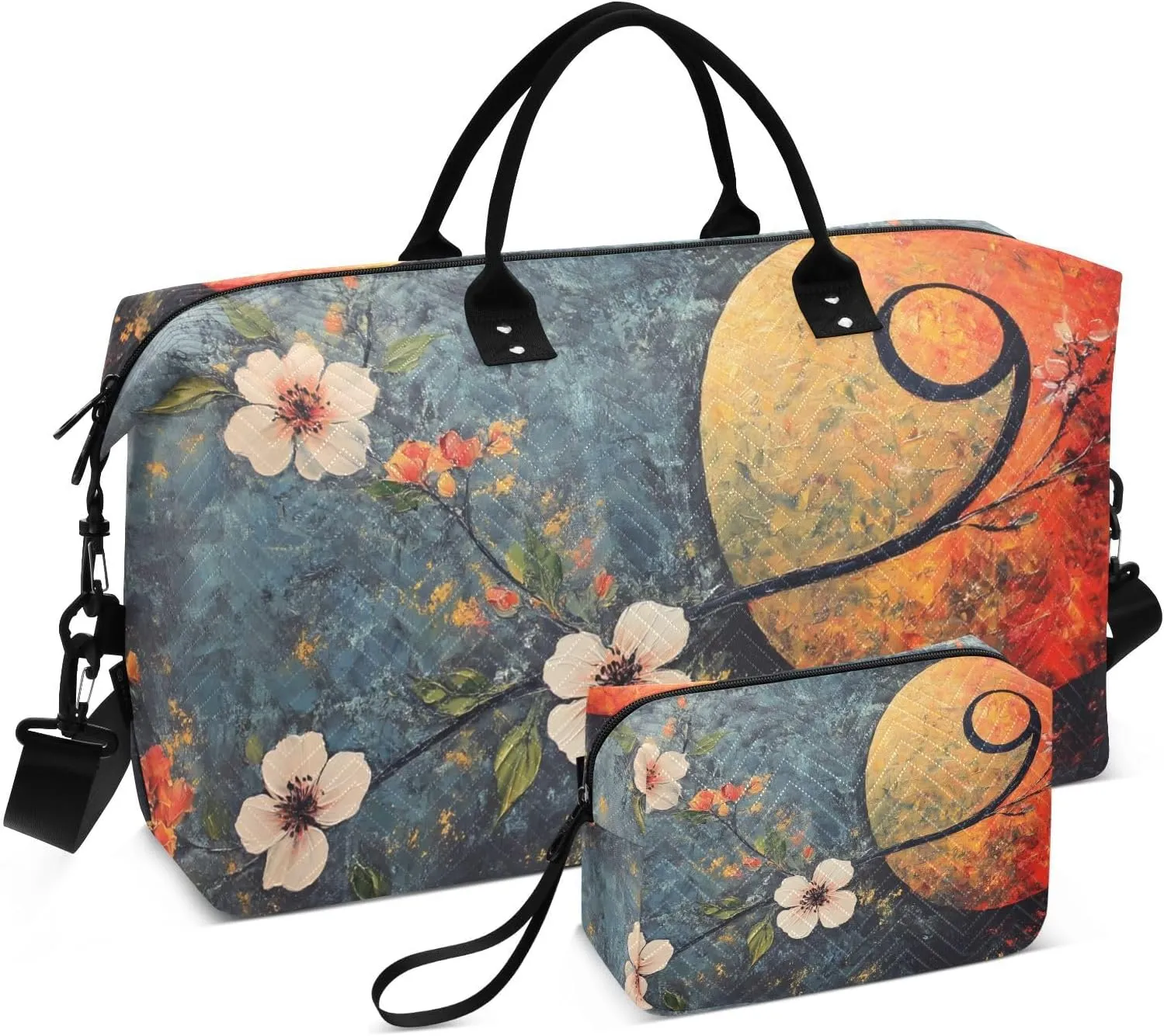 Flower Red Moon Duffel Bag for Travel Gym Sport, Weekender Travel Bags Carry on Overnight Bag
