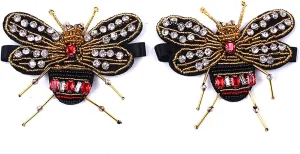 Fodattm 2PCS Women Handmade Crystal Shoelace Shoe Straps Band Rhinestone Shoes Flower Decoration Charms for High Heels/Flat Shoes Dress Hat Bag DIY Accessories (Bee style A)