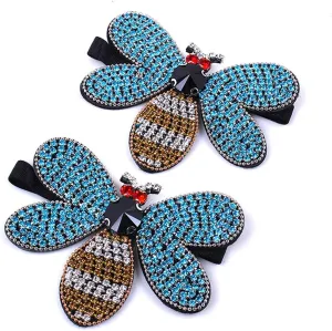 Fodattm 2PCS Women Handmade Crystal Shoelace Shoe Straps Band Rhinestone Shoes Flower Decoration Charms for High Heels/Flat Shoes Dress Hat Bag DIY Accessories (Bee style B)
