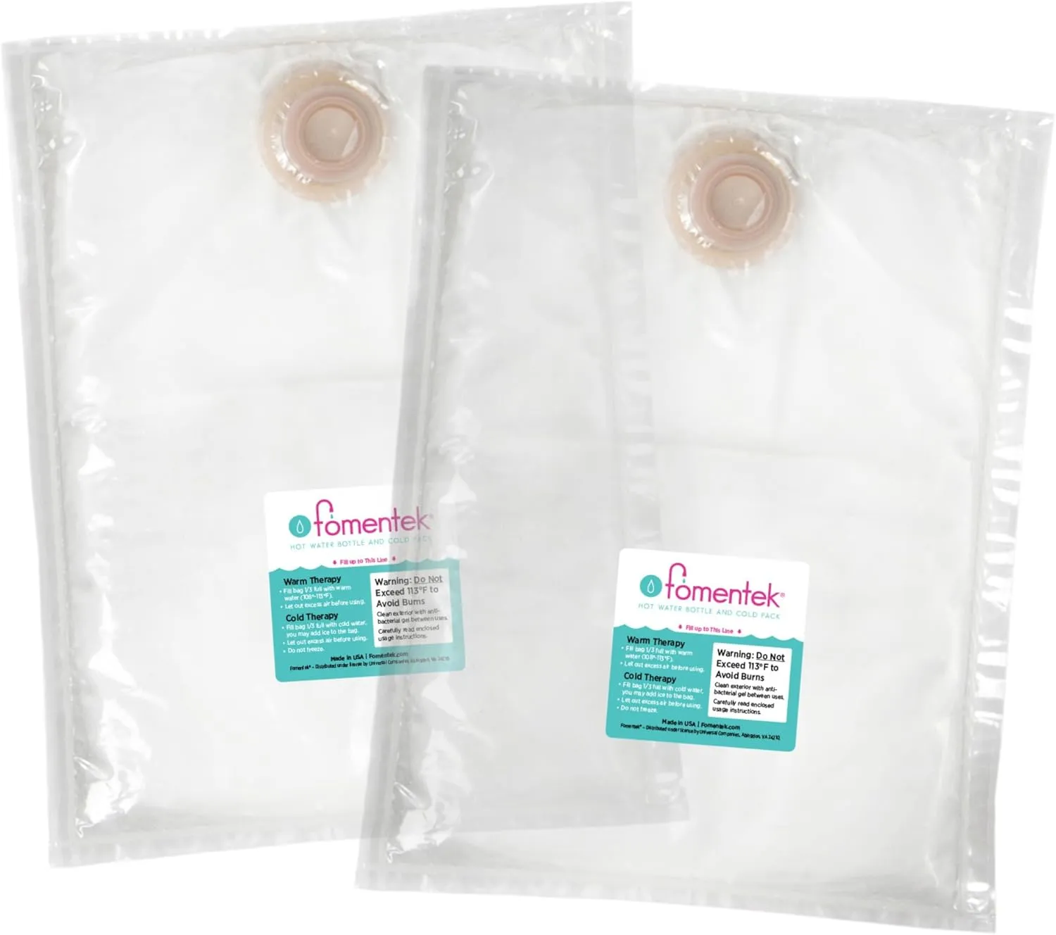 Fomentek Hot Water Therapy Bag - Hot & Cold Water Bottle - Apply Soothing Heat with Warm Water - Pain and Cramps Relief for The Back, Stomach, Feet, Neck, Arms, Shoulders (2 Small Bags, 15" x 11")