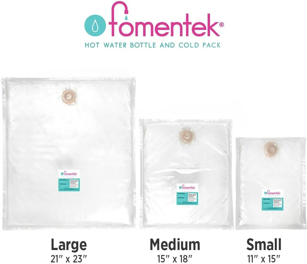 Fomentek Hot Water Therapy Bag - Hot & Cold Water Bottle - Apply Soothing Heat with Warm Water - Pain and Cramps Relief for The Back, Stomach, Feet, Neck, Arms, Shoulders (2 Small Bags, 15" x 11")