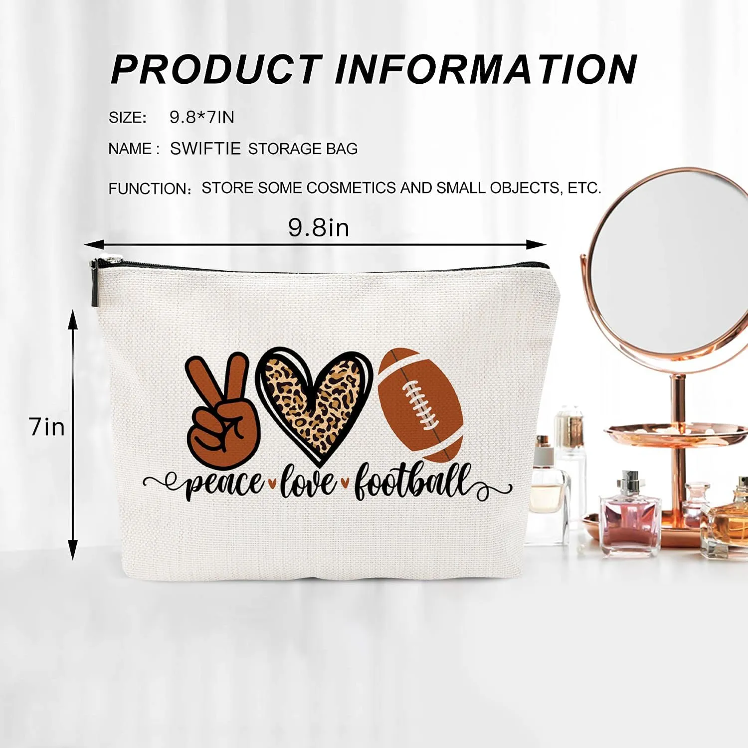 Football Gifts Makeup Bag - Inspirational Gift for Football Lovers ， Ideal for Mom, Grandma, Sister, Coworker, Friend, BFF | Birthday or Any Occasion ， Women's Gift