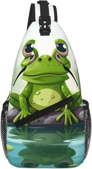 Frog In A Pond Sling Bag For Women Men Travel Hiking Backpack Crossbody Shoulder Chest Bags Casual Daypack