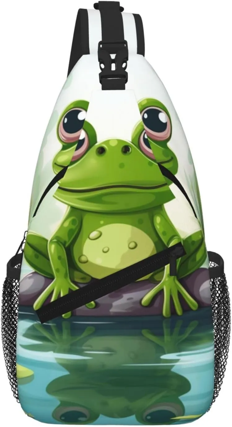 Frog In A Pond Sling Bag For Women Men Travel Hiking Backpack Crossbody Shoulder Chest Bags Casual Daypack