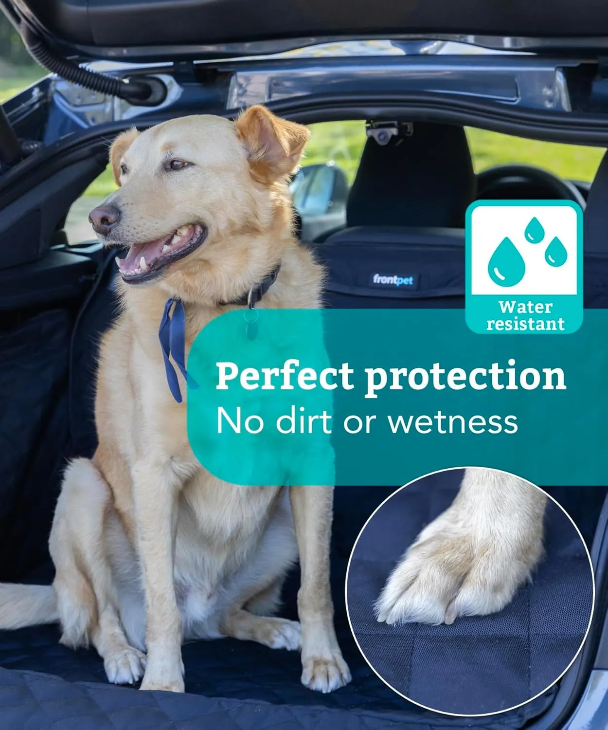 Frontpet Cargo Cover for Dogs, Water Resistant Pet Cargo Liner Dog Seat Cover Mat for SUVs Sedans Vans with Bumper Flap Protector, Non-Slip, Backseat Cover, Trunk Liner Universal Fit (Large/Black)