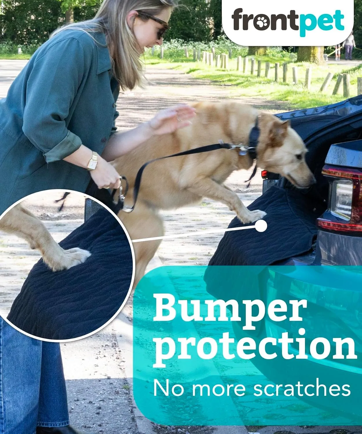 Frontpet Cargo Cover for Dogs, Water Resistant Pet Cargo Liner Dog Seat Cover Mat for SUVs Sedans Vans with Bumper Flap Protector, Non-Slip, Backseat Cover, Trunk Liner Universal Fit (Large/Black)