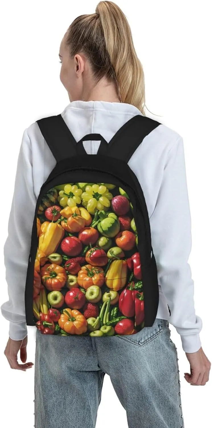 Fruit And Vegetables Backpack Printing Lightweight Casual Backpack Shoulder Bags Large Capacity Laptop Backpack