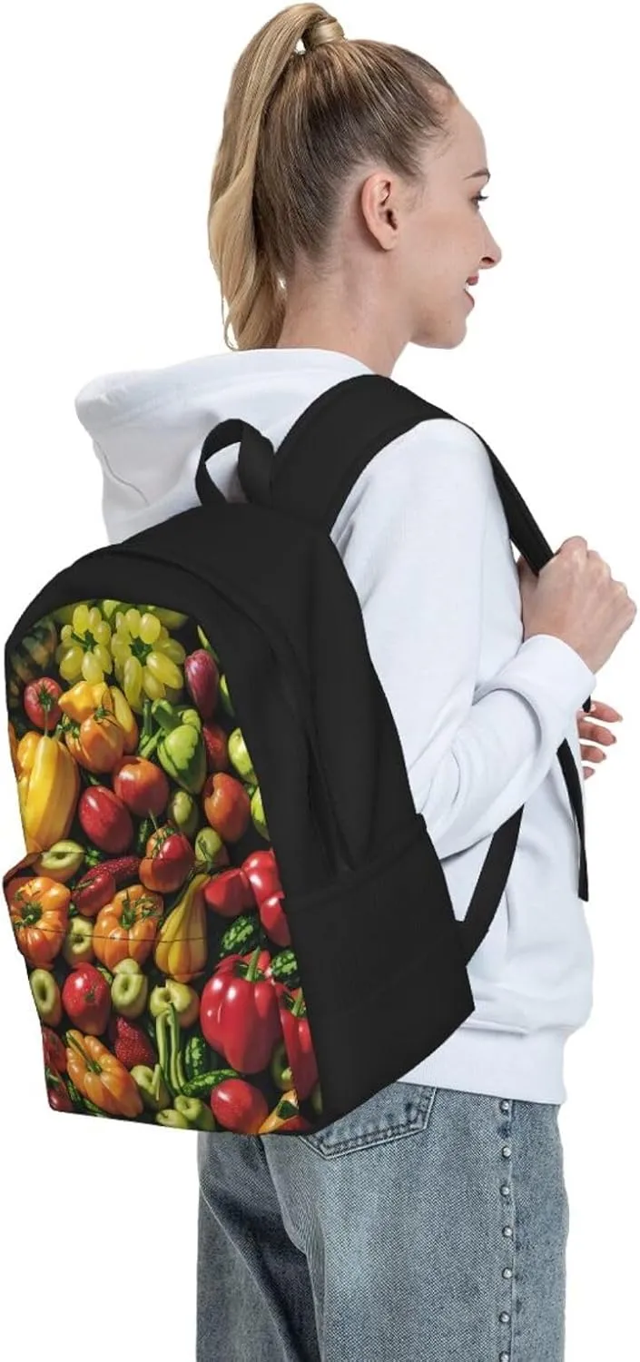 Fruit And Vegetables Backpack Printing Lightweight Casual Backpack Shoulder Bags Large Capacity Laptop Backpack