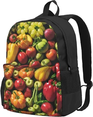 Fruit And Vegetables Backpack Printing Lightweight Casual Backpack Shoulder Bags Large Capacity Laptop Backpack