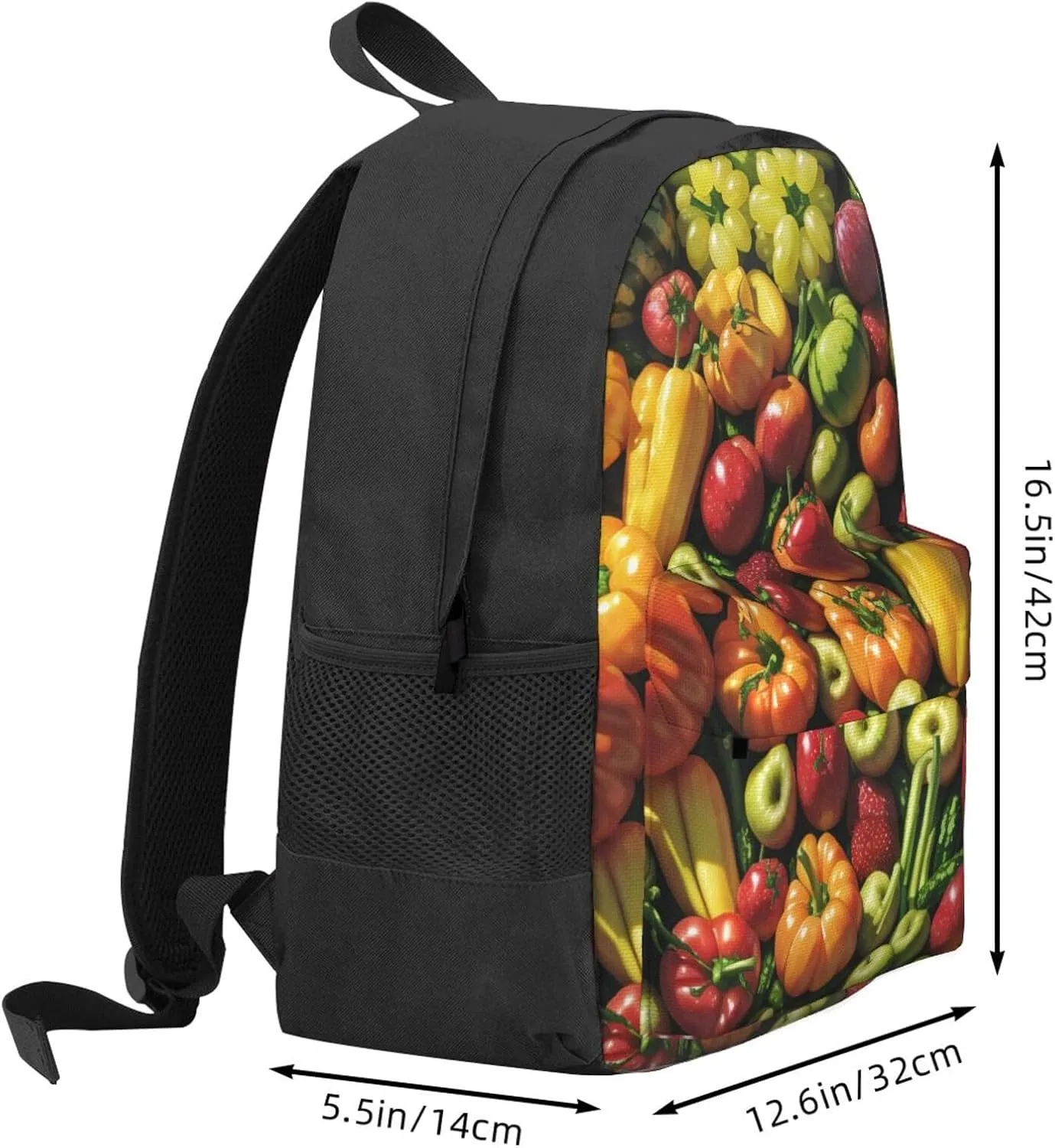 Fruit And Vegetables Backpack Printing Lightweight Casual Backpack Shoulder Bags Large Capacity Laptop Backpack