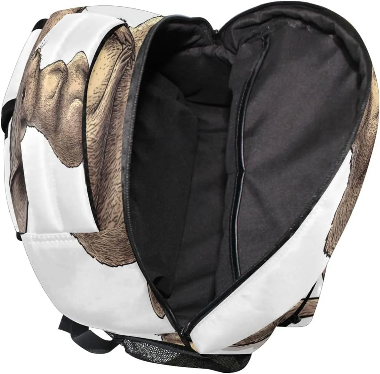 Fun Backpack for Teacher Nurse Waterproof Personal Backpack with Chest Strap for College Work Cartoon Macropodidae White