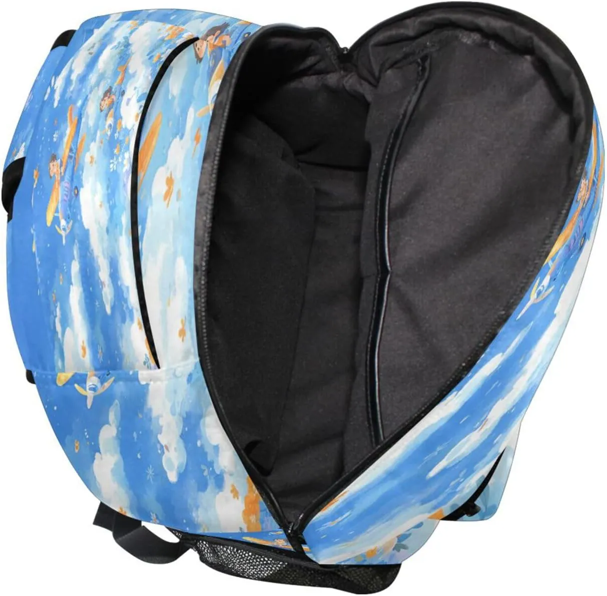 Fun Backpack for Teens Boys Girls Fashion Travel Laptop Backpack with Chest Strap Gift Men & Women Cartoon Cute Blue and White Plane