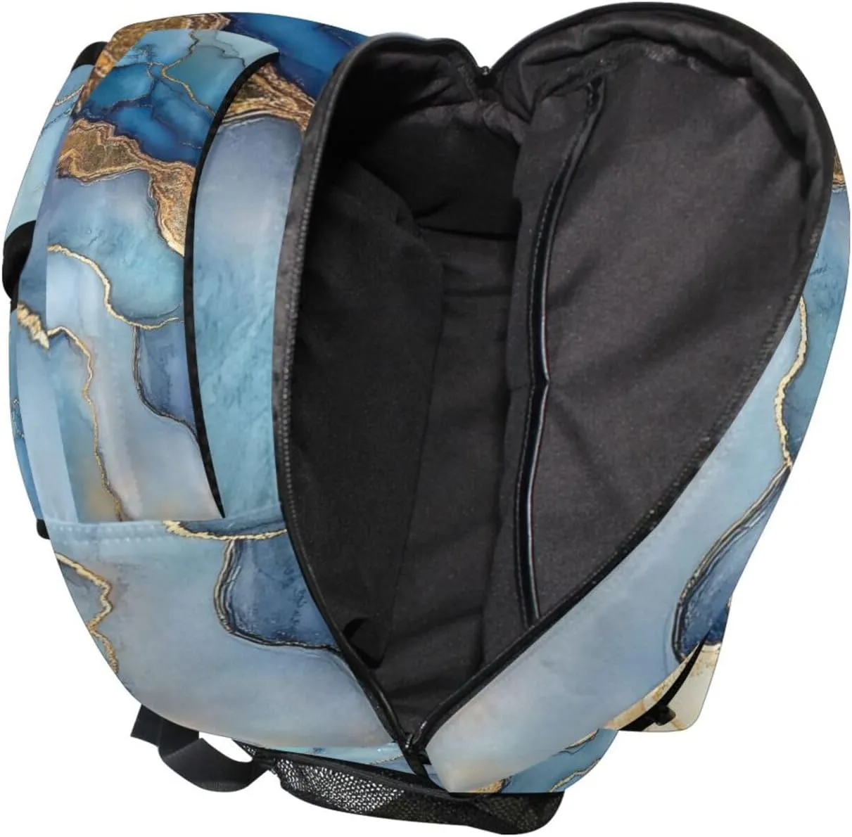 Fun Backpack for Unisex Adult Fashion School Bag with Chest Strap for Business Work College Travel Trip Marble Silver Royal Blue