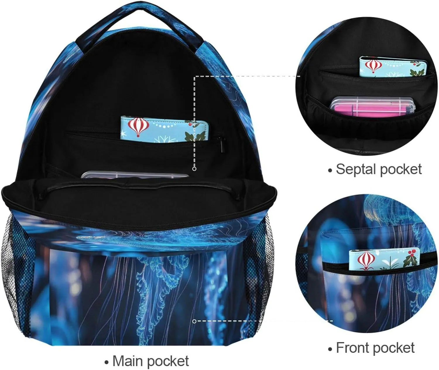 Fun Backpack for Unisex Adult Waterproof Diaper Bag Backpack with Chest Strap Gift Men & Women Jelly Fish
