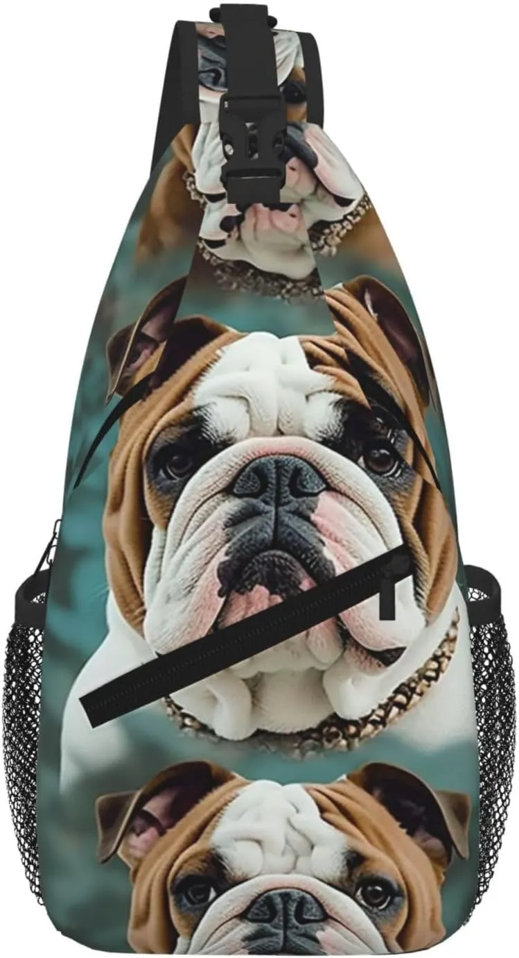 Funny English Bulldog Sling Bag For Women Men Travel Hiking Backpack Crossbody Shoulder Chest Bags Casual Daypack