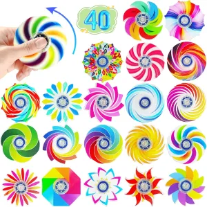 Funny Fidget Spinner Mini Bulk Toys 40 Pcs,Birthday Gifts Party Favors Supplies Goodie Bags Stuffers for Kids Adults,Sensory Toys for Boys Girls Anxiety Stress Relief,Treasure Box Toy Classroom Prizes