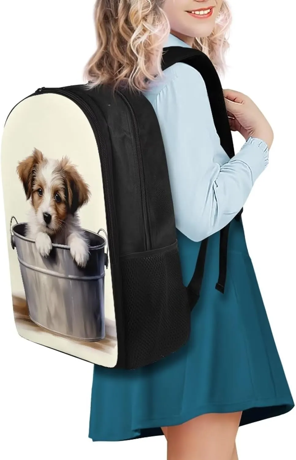 Funny Gully Terrier Print Backpack for Elementary Preschool Bookbag 17 Inch Junior High School Bags Satchel Large Capacity Knapsack Casual Daypack Travel Organizer Bags for Girls Boys