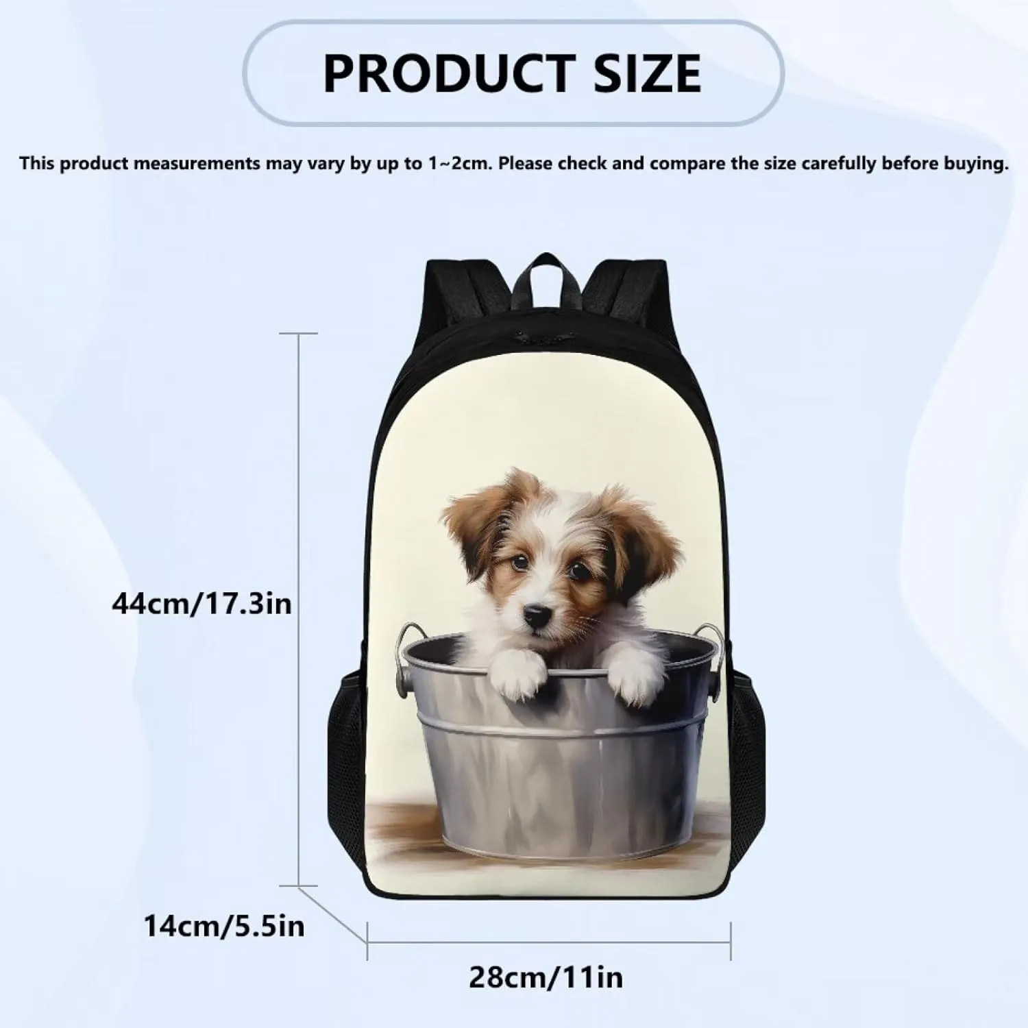 Funny Gully Terrier Print Backpack for Elementary Preschool Bookbag 17 Inch Junior High School Bags Satchel Large Capacity Knapsack Casual Daypack Travel Organizer Bags for Girls Boys