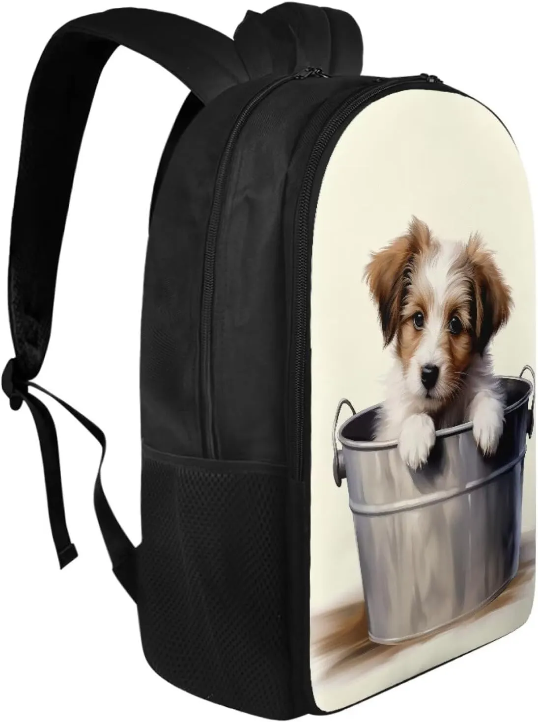 Funny Gully Terrier Print Backpack for Elementary Preschool Bookbag 17 Inch Junior High School Bags Satchel Large Capacity Knapsack Casual Daypack Travel Organizer Bags for Girls Boys