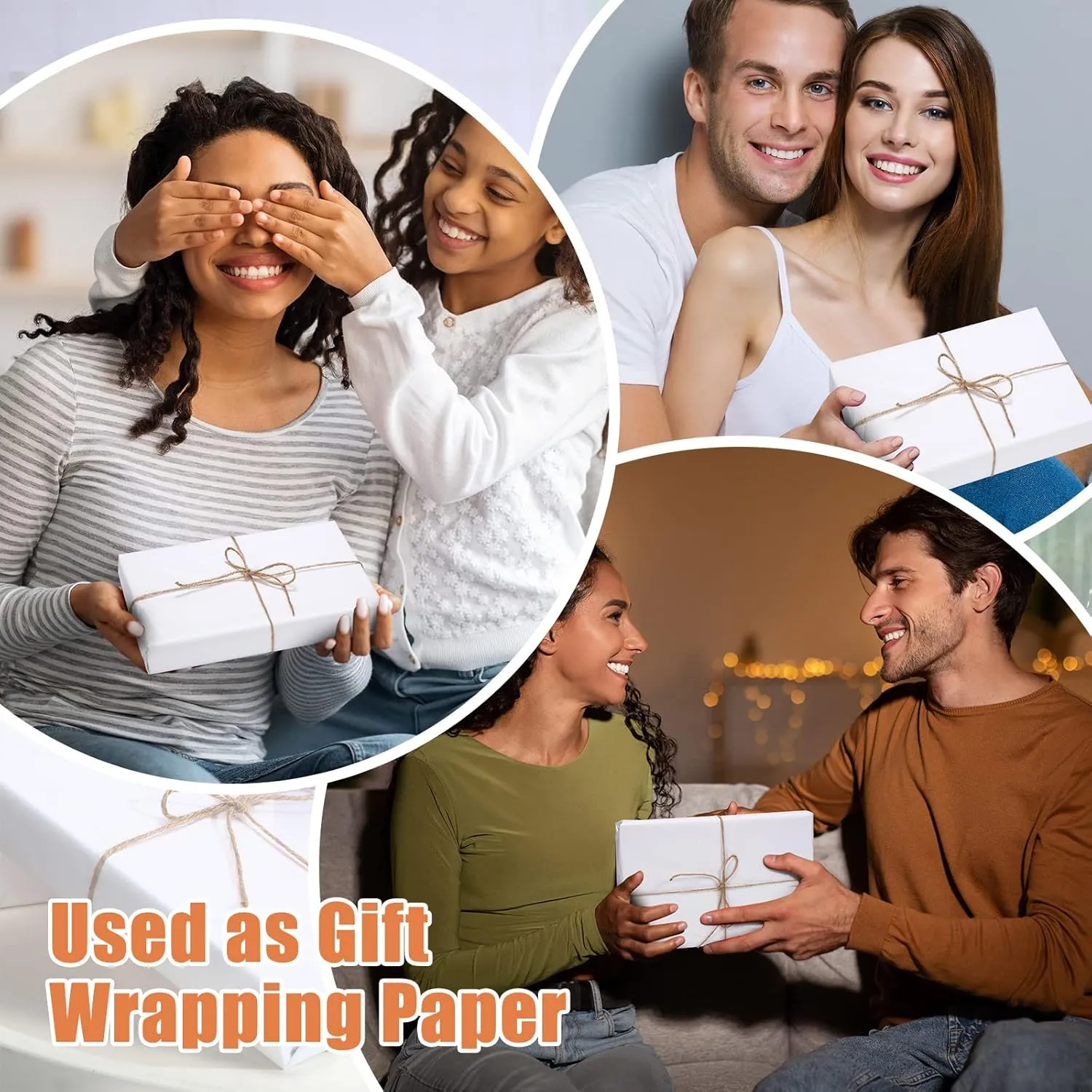 Fuutreo 300 Sheets Tissue Paper Bulk 14 x 20 Inch Kraft Wrapping Tissue Papers for Gift Bags DIY Crafts Baby Shower Weddings Birthday School Party Gifts Decoration(White)