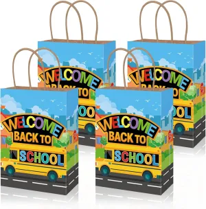 FYSUIMU 36Pcs Welcome Back to School Paper Bags School Bus Treat Bags with Handles Candy Goodie Bag for Classroom Party Favors Supplies