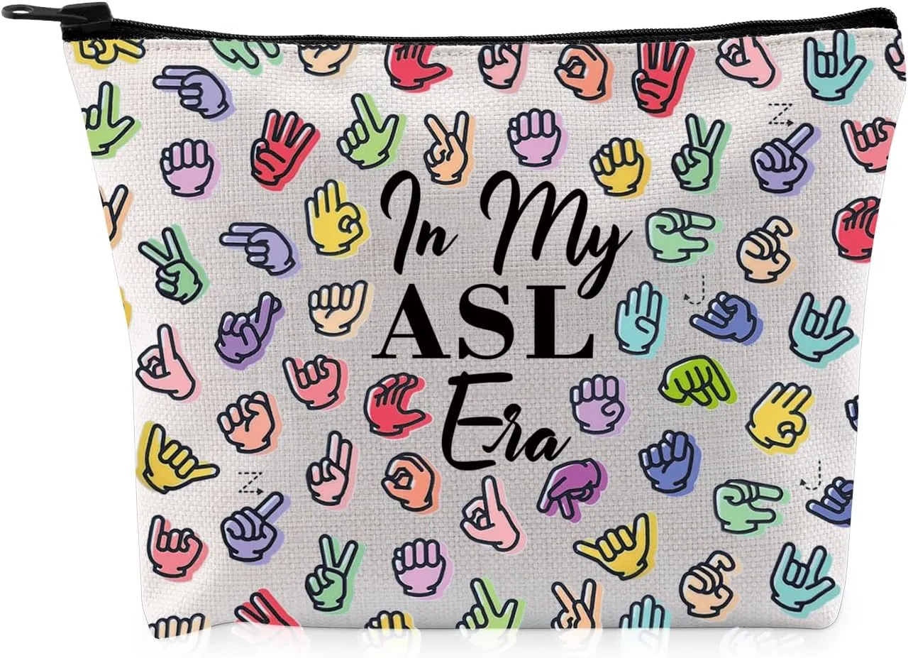 G2TUP American Sign Language Gift My ASL Era Makeup Bag ASL Cosmetic Bag ASL Teacher Gift Zipper Travel Bag (My ASL Era MB)