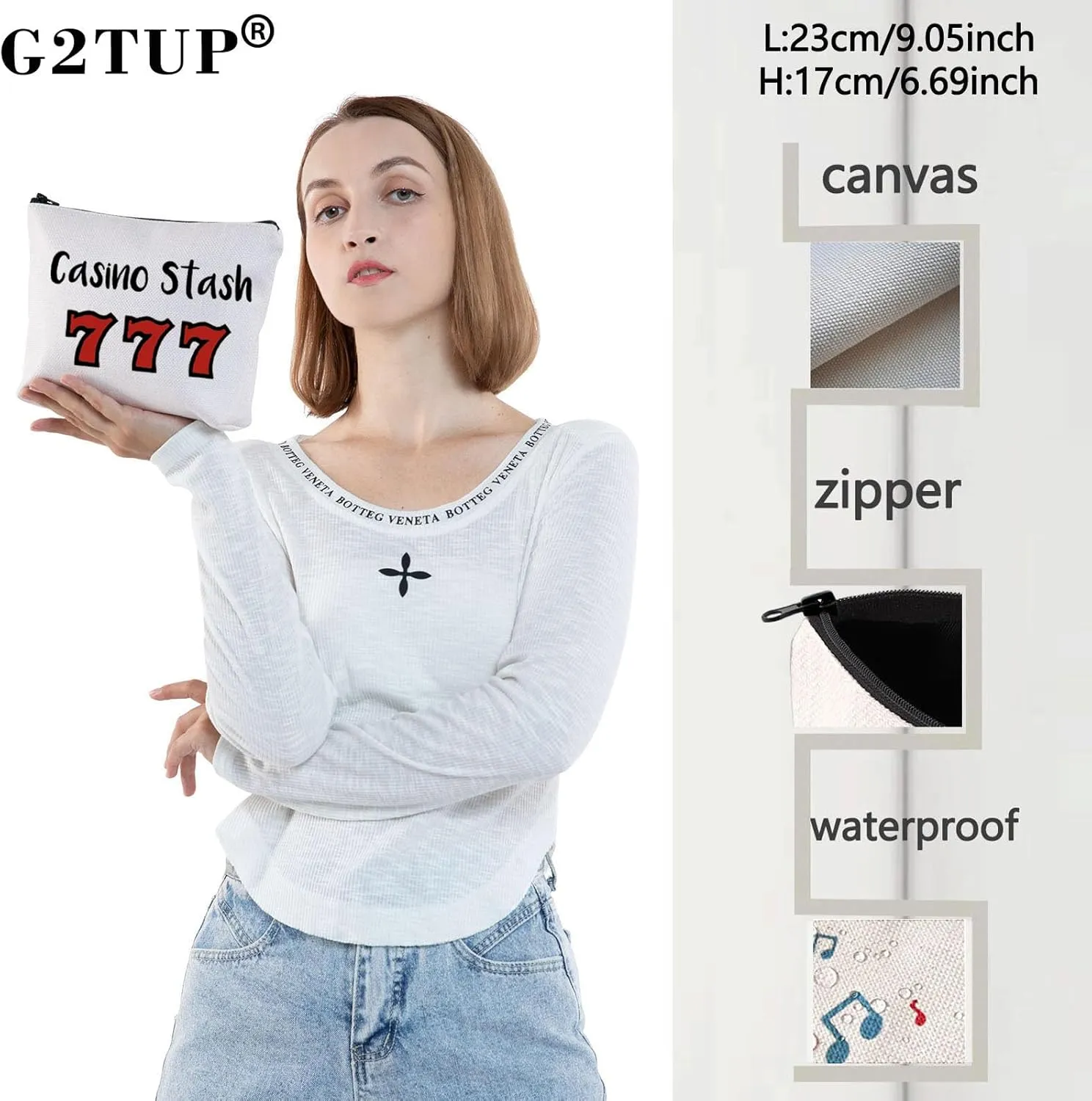 G2TUP Casino Gambling Makeup Bag Casino Stash Accessory Pouch Lucky Sevens Zipper Bag for Gambler (Casino Stash)