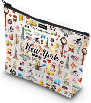 G2TUP NYC Girls Trip Makeup Bag New York Landmark Souvenir New York City Travel Bag Gift for Best Friend (New York Makeup Bag)
