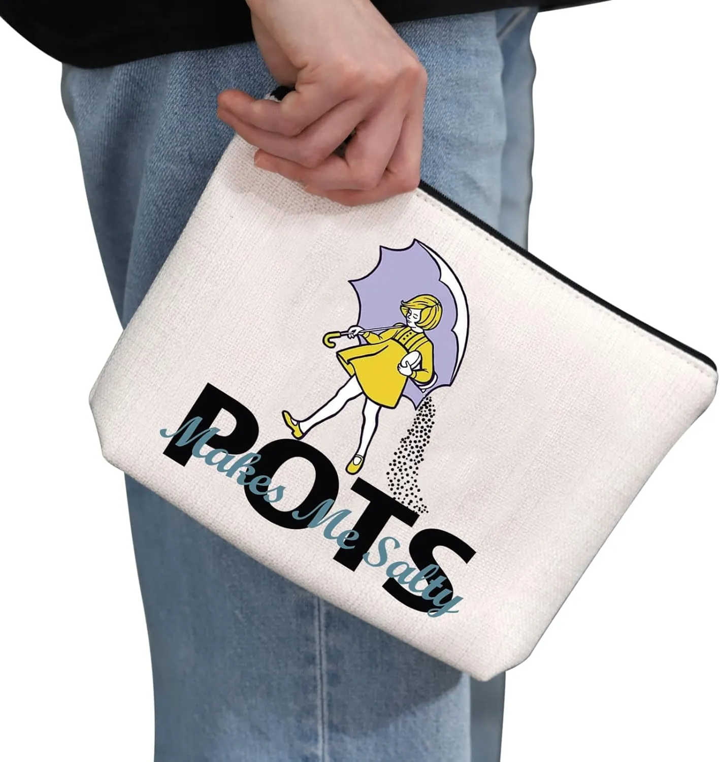 G2TUP POTS Awareness Gift POTS Makes Me Salty Makeup Bag POTS Syndrome Fighter Warrior Cosmetic Bag Dysautonomia Awareness Gift (POTS Makes Me Salty MB)