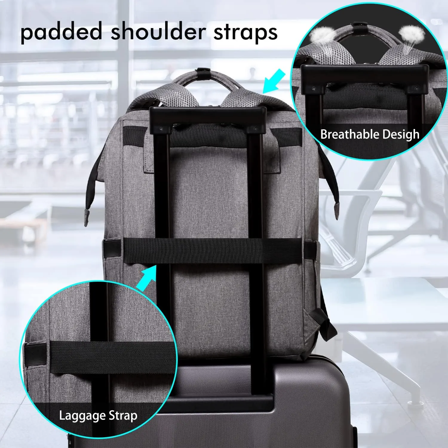 Gatycallaty Backpack Purse for Women Work Nurse Travel Laptop Teacher Bags for Women Nurse Accessories for Work Nursing Essentials College Book Bags with Luggage Strap Ladies Large Size