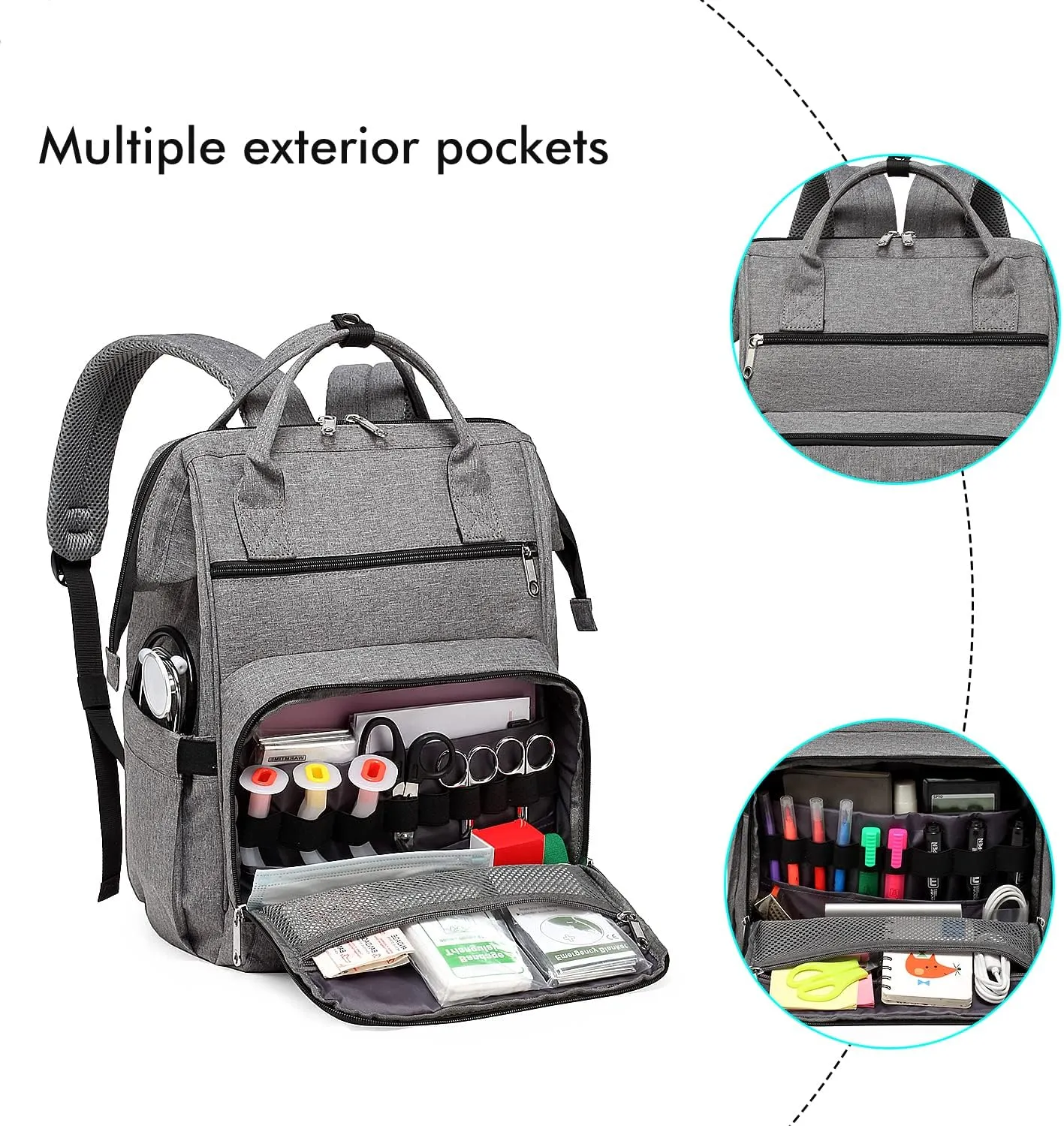 Gatycallaty Backpack Purse for Women Work Nurse Travel Laptop Teacher Bags for Women Nurse Accessories for Work Nursing Essentials College Book Bags with Luggage Strap Ladies Large Size