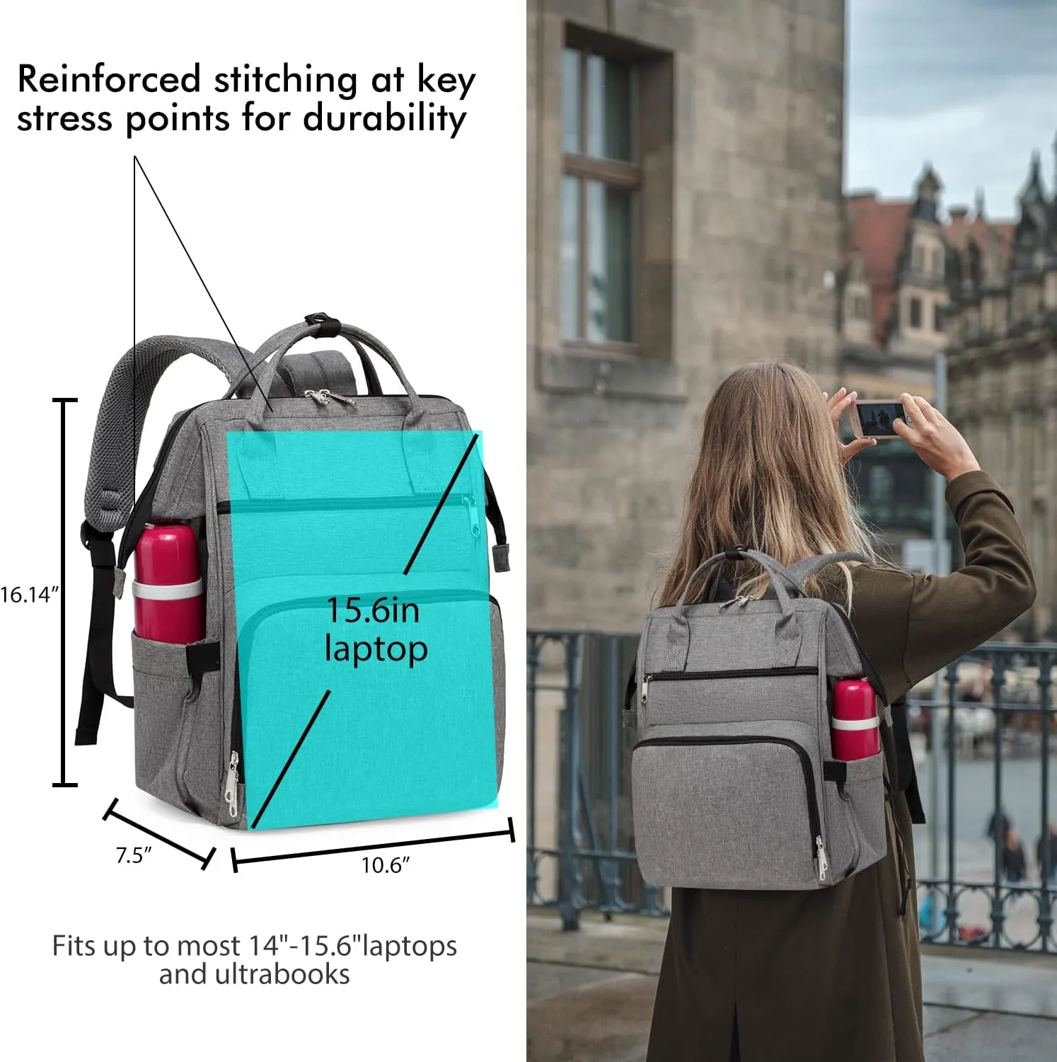 Gatycallaty Backpack Purse for Women Work Nurse Travel Laptop Teacher Bags for Women Nurse Accessories for Work Nursing Essentials College Book Bags with Luggage Strap Ladies Large Size