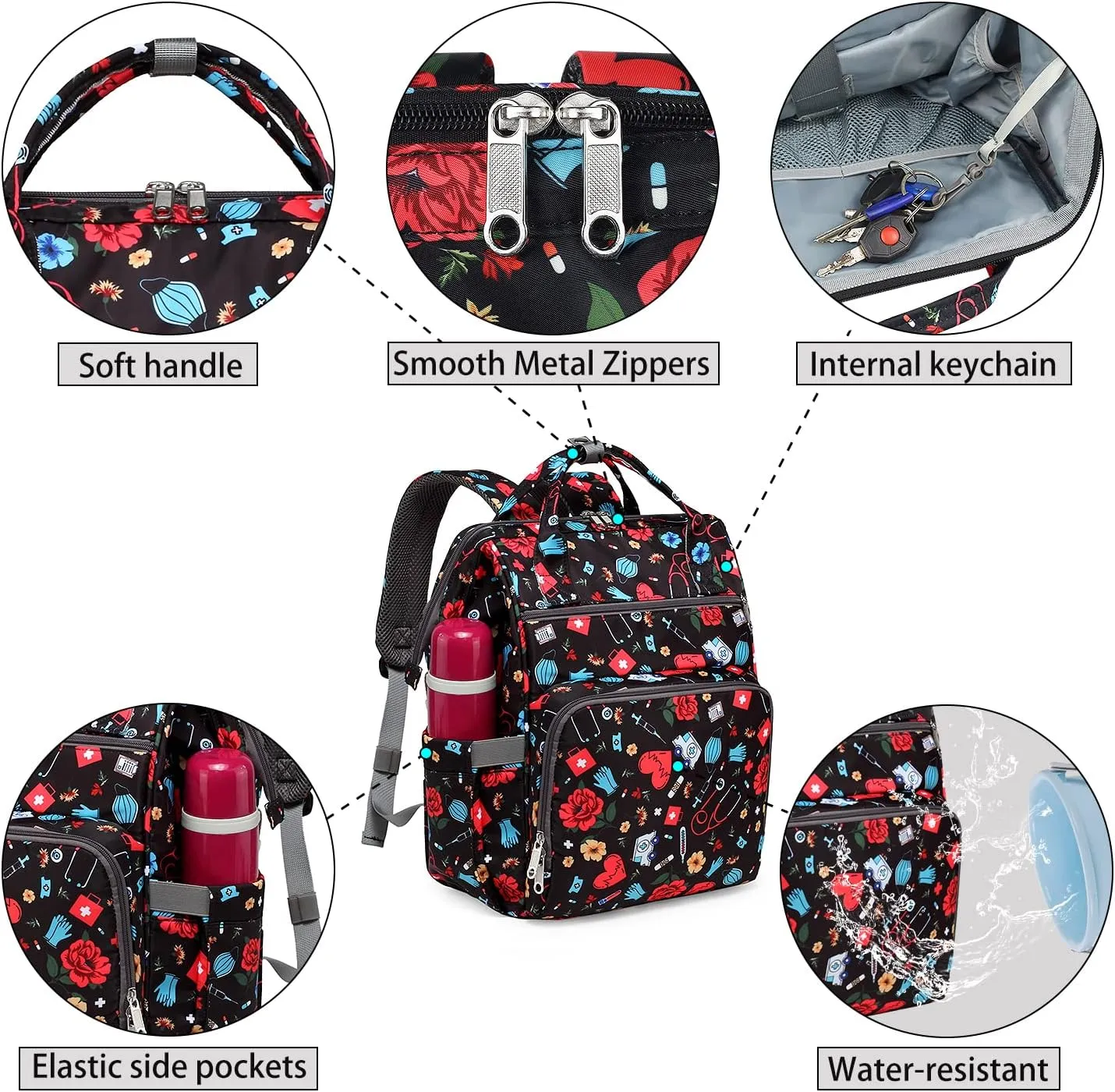 Gatycallaty Large Backpack Purse for Women - 10.6"L x 7.6"W x 16.4"H, 20L Capacity, 2 Compartments and 12 Pockets, Holds up to 15.6" Laptop