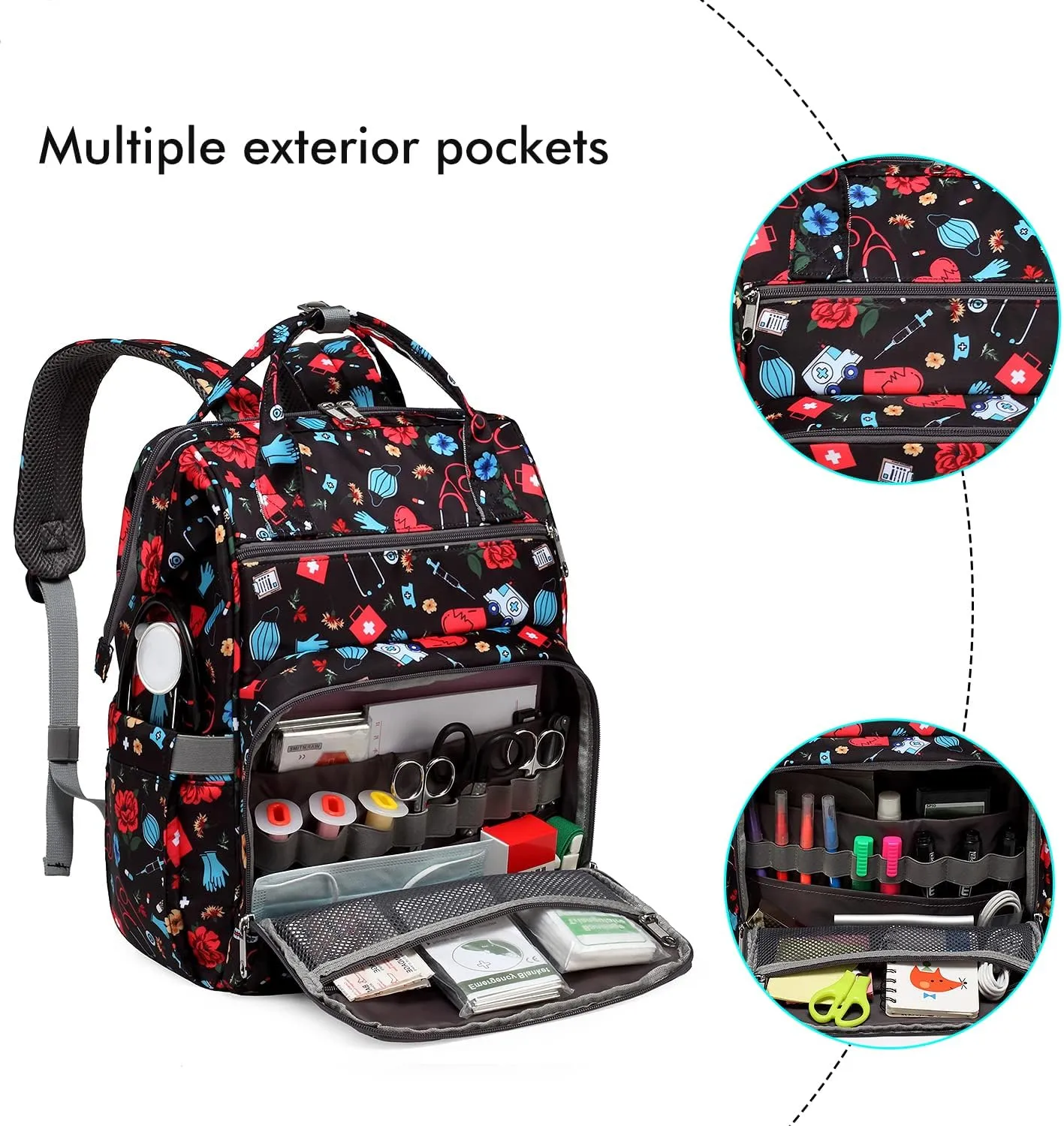 Gatycallaty Large Backpack Purse for Women - 10.6"L x 7.6"W x 16.4"H, 20L Capacity, 2 Compartments and 12 Pockets, Holds up to 15.6" Laptop