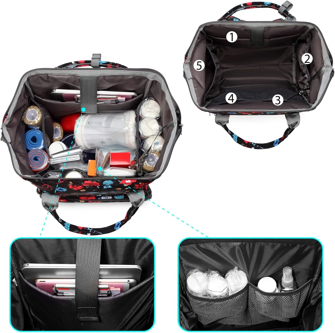 Gatycallaty Large Backpack Purse for Women - 10.6"L x 7.6"W x 16.4"H, 20L Capacity, 2 Compartments and 12 Pockets, Holds up to 15.6" Laptop