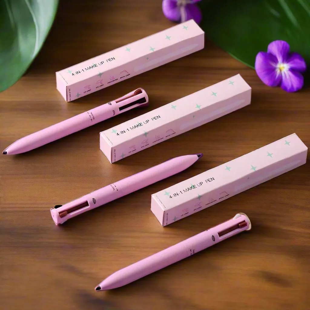 Glam Pen: 4-In-1 Makeup Pen With Eyeliner, Eyebrow Pencil, Lip Liner, And Highlighter