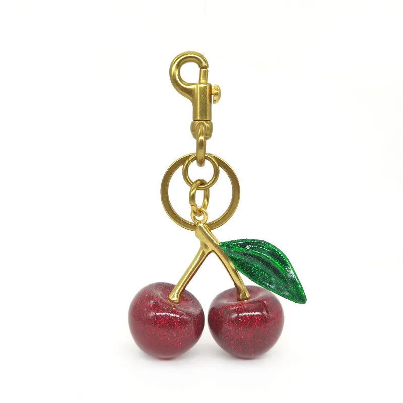 Glitter Cherry Keychain Charm