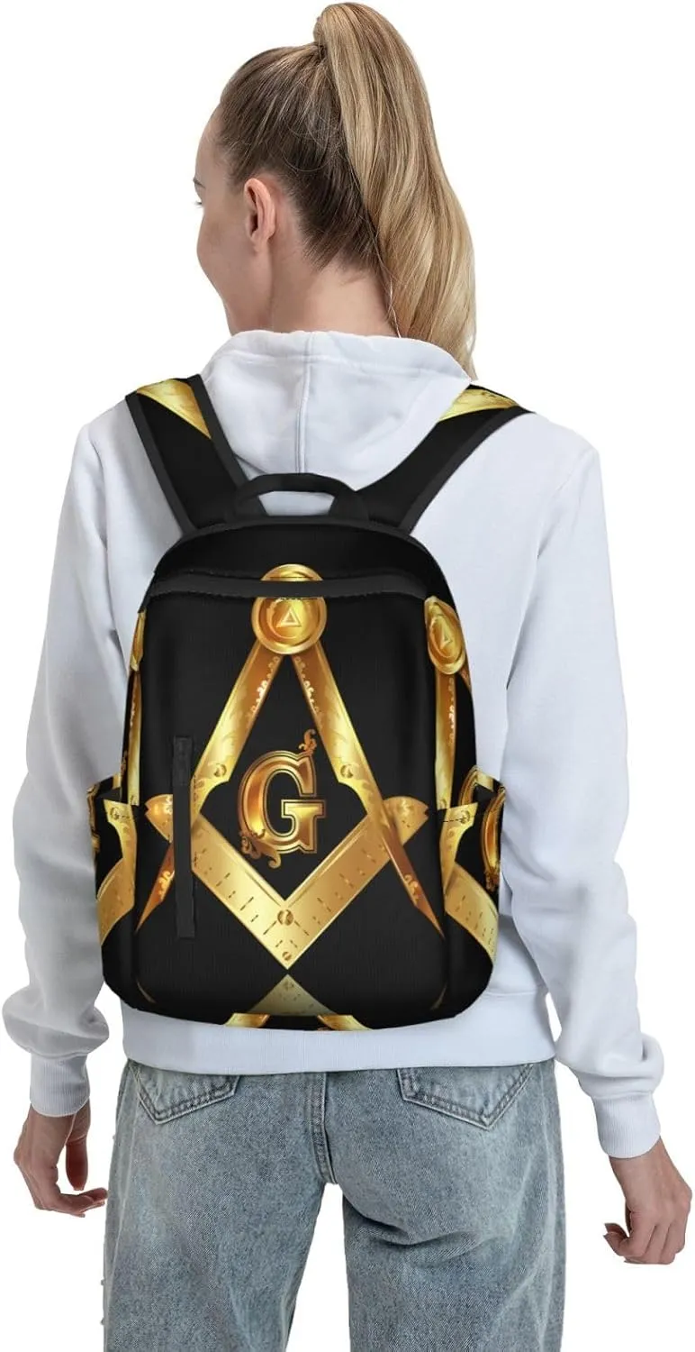 Gold freemason freemasonry masonic Travel Laptop Backpack Womens Mens Bag Bookbag