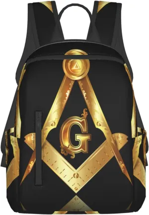 Gold freemason freemasonry masonic Travel Laptop Backpack Womens Mens Bag Bookbag