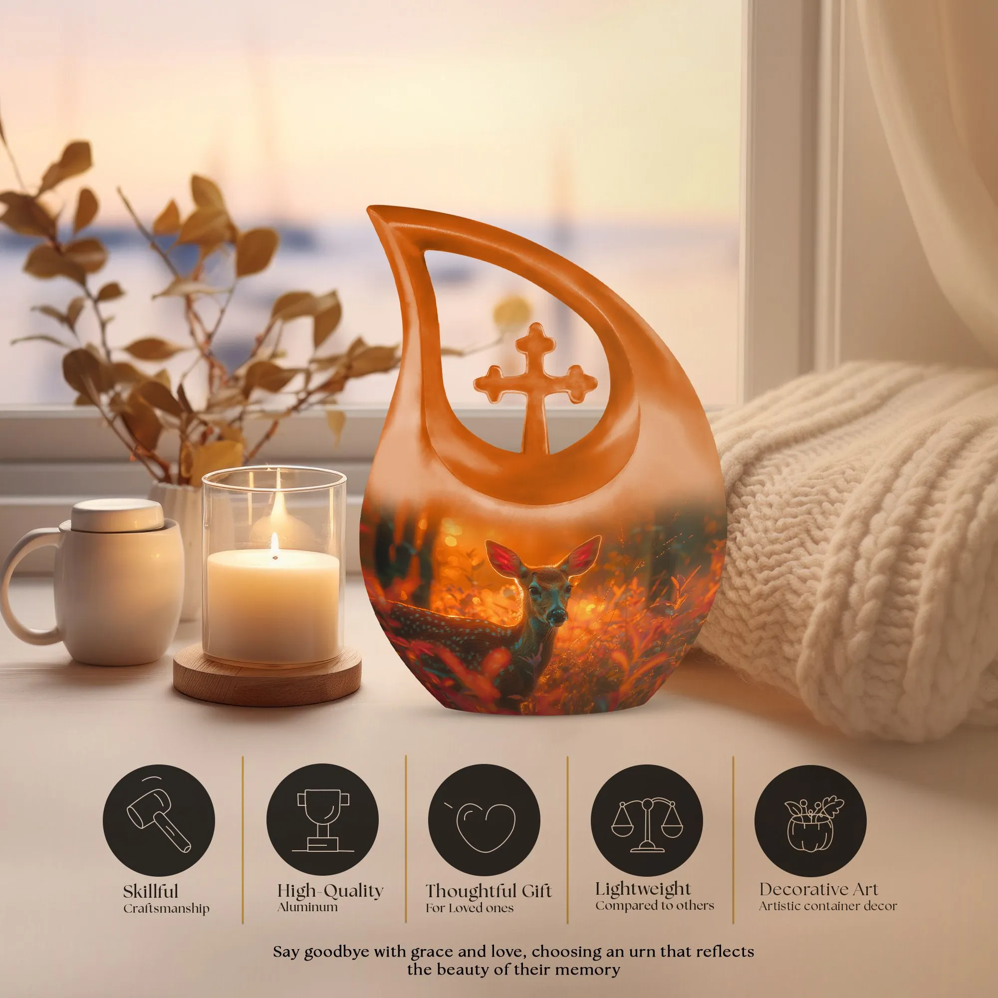 Golden Hour Fawn Urn - Small Containers For Cremated Ashes
