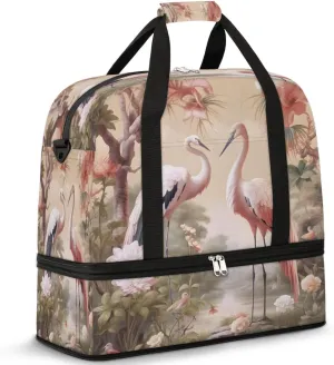 Graceful Cranes Travel Duffel Bag, Travel Essentials, Gym Bag for Women, Weekender Overnight Bag With Shoes Compartment, Carry On Bags for Airplanes