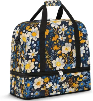 Graceful Flora Beauty Patterns Travel Duffle Bag, Collapsible Travel Bag Sports Gym Bag With Shoes Compartment Weekender Bag Overnight Bag For Women Men