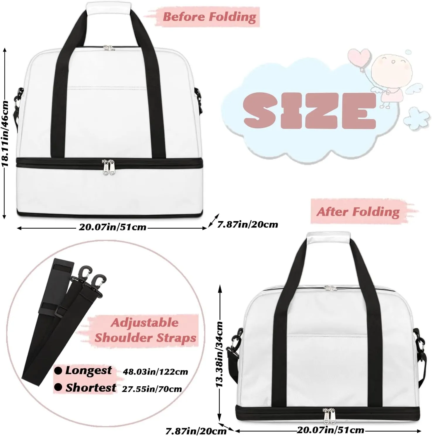 Graceful Flora Colorful Pattern Travel Duffle Bag, Collapsible Travel Bag Sports Gym Bag With Shoes Compartment Weekender Bag Overnight Bag For Women Men