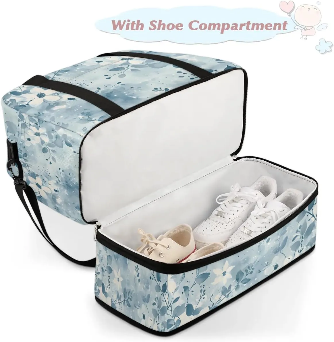 Graceful Flora Colorful Patterns Travel Duffle Bag, Collapsible Travel Bag Sports Gym Bag With Shoes Compartment Weekender Bag Overnight Bag For Women Men