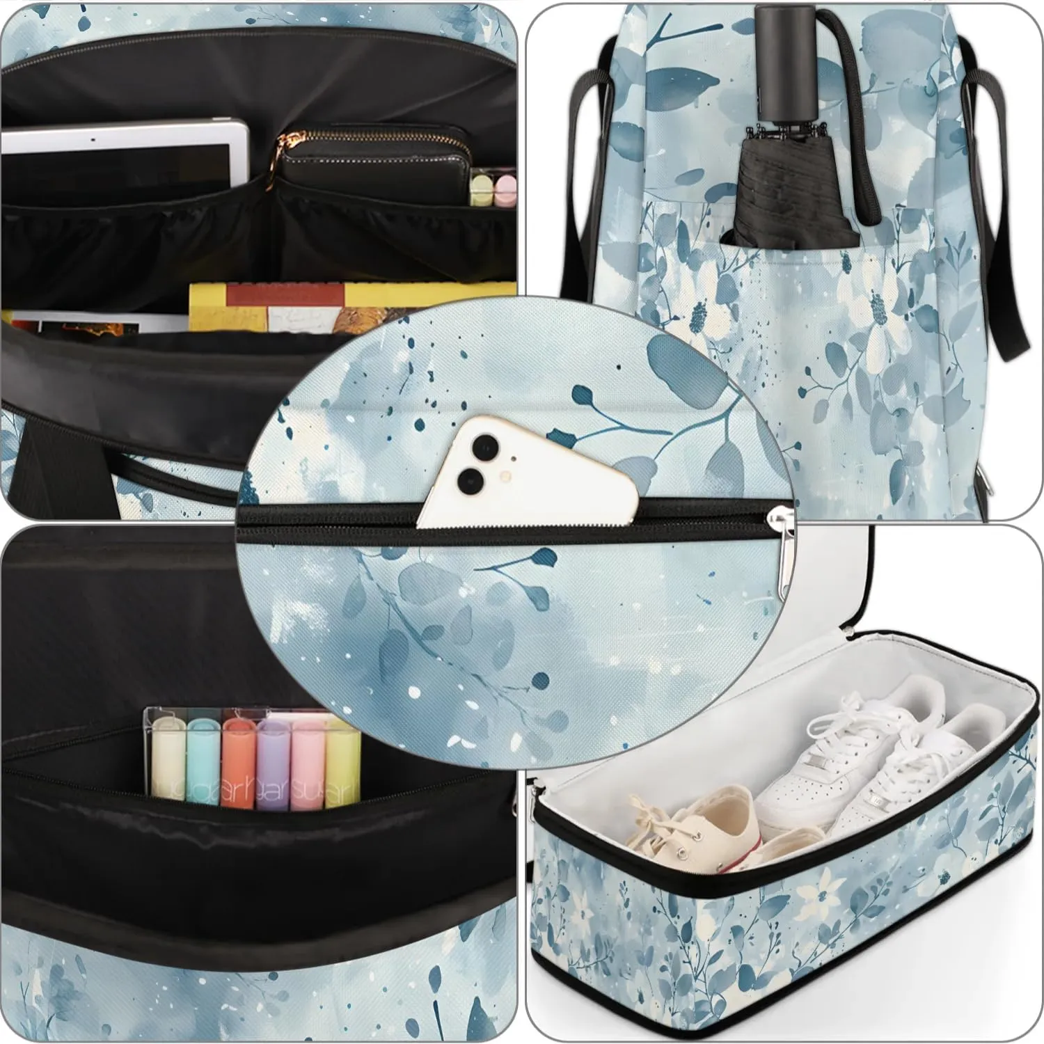 Graceful Flora Colorful Patterns Travel Duffle Bag, Collapsible Travel Bag Sports Gym Bag With Shoes Compartment Weekender Bag Overnight Bag For Women Men