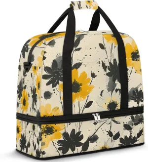 Graceful Flora Colorful Printing Travel Duffle Bag, Collapsible Travel Bag Sports Gym Bag With Shoes Compartment Weekender Bag Overnight Bag For Women Men